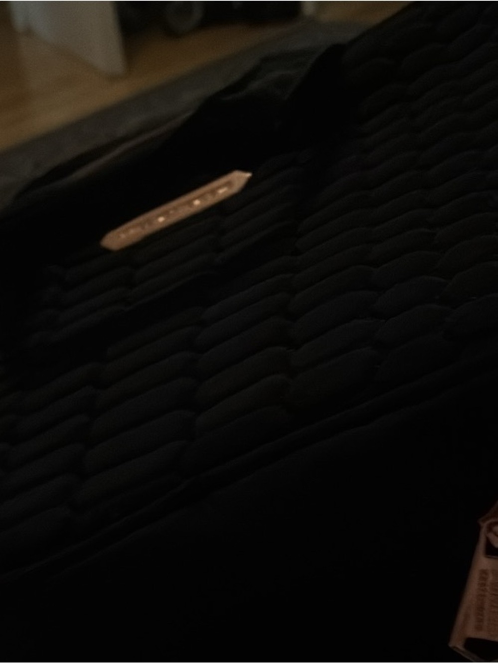 Aimee Kestenberg Black Quilted Cosmetic Case with Gold Plate